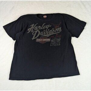 Vintage Harley Davidson Motorcycle Aruba Y2K Graphic Black T Shirt Mens Size XL